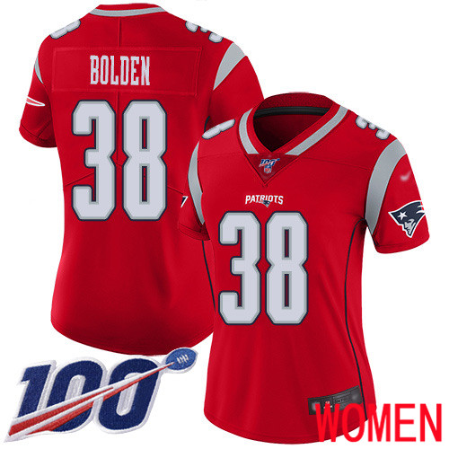 New England Patriots Football #38 100th Season Limited Red Women Brandon Bolden NFL Jersey